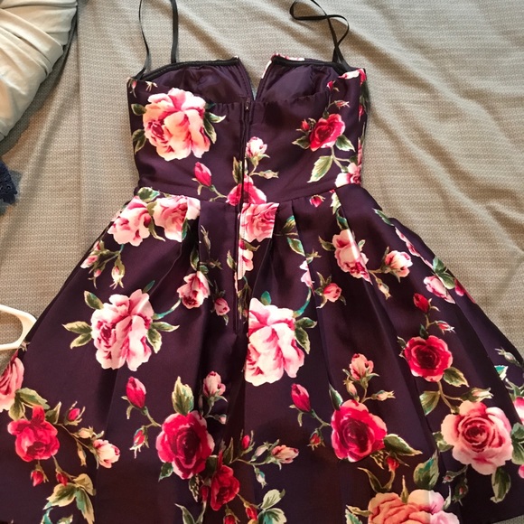 Strapless Floral Purple Dress - Picture 2 of 6